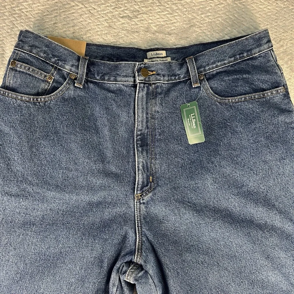 L.L.Bean Flannel Lined Jeans Women 20 MT Relaxed Winter Blue NWT